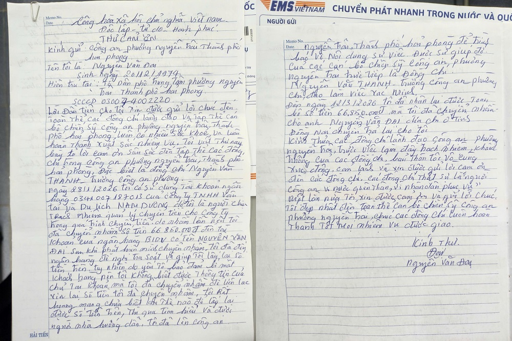 Công an phường Nguyễn Trãi kịp thời hỗ trợ người dân nhận lại tiền chuyển nhầm
